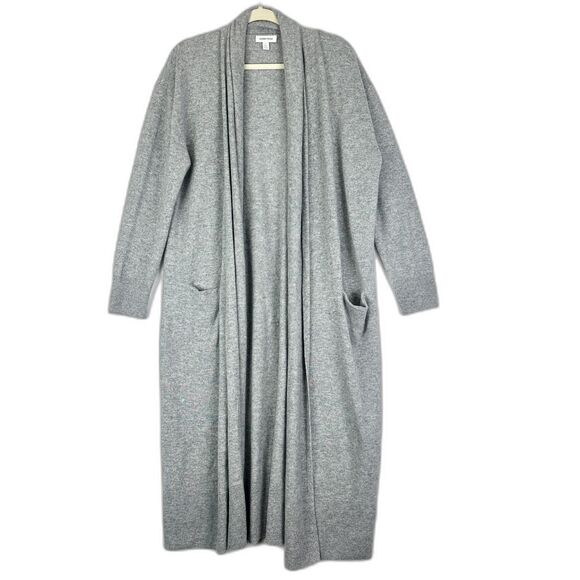 Nordstrom Wool Cashmere Longline Cardigan Size Large Midi Pockets Quet Luxury - Picture 1 of 6